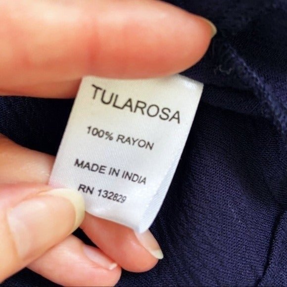 Tularosa X Revolve Arabella Navy Embroidered Elastic Cuffs Tunic Dress XS - Picture 10 of 12